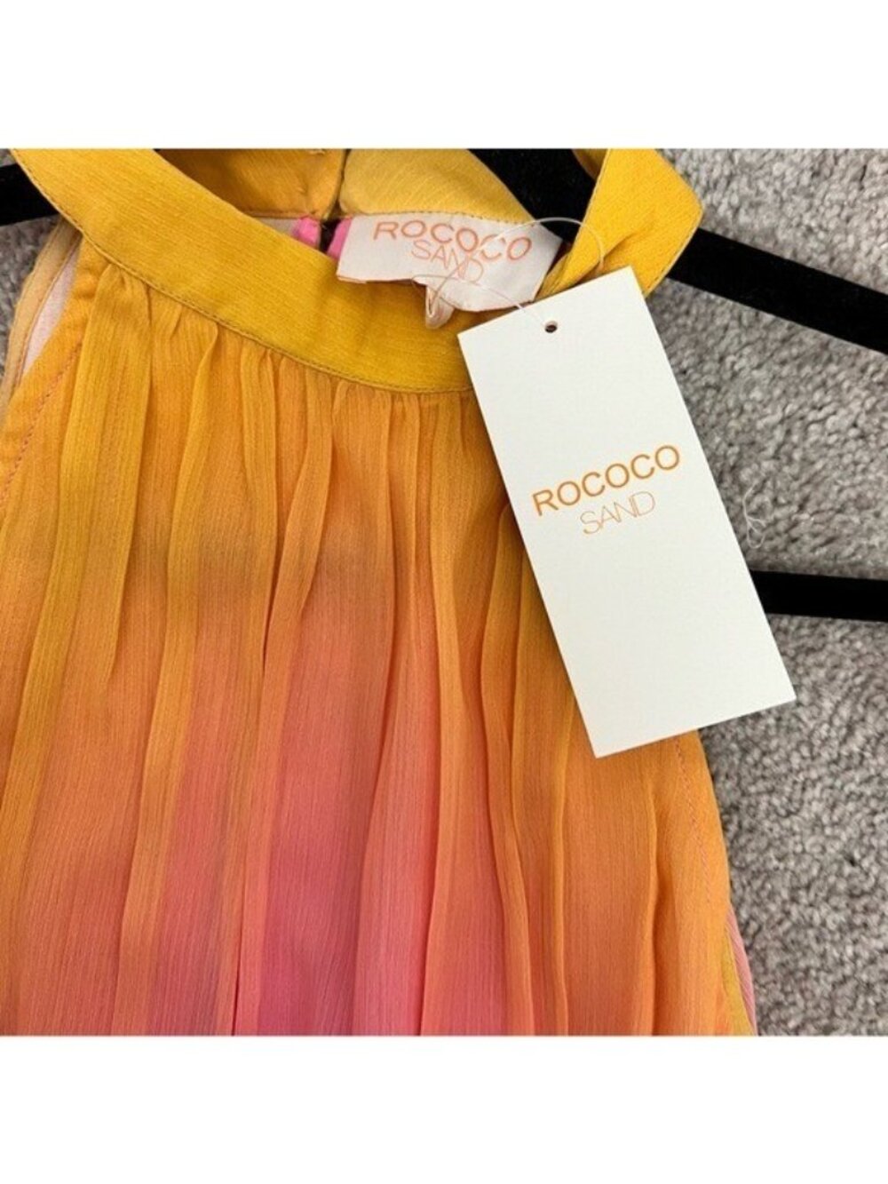 Rococo Sand Zale Halter Maxi Dress Sz M Pink Rainbow Ombre Boho Coastal Vacay - Picture 11 of 13